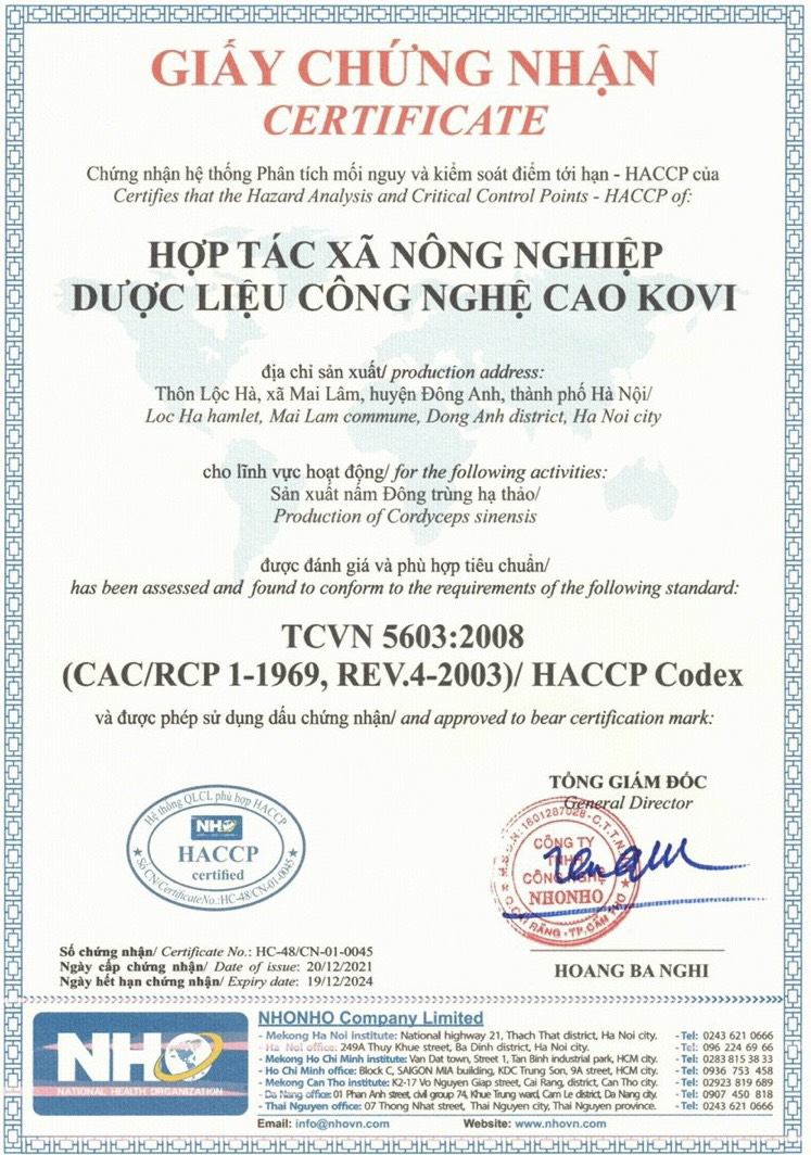 Chứng nhận OCOP 4 Sao
